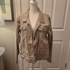 Falls Creek Khaki Denim Jacket Womens XL 100% Cotton
